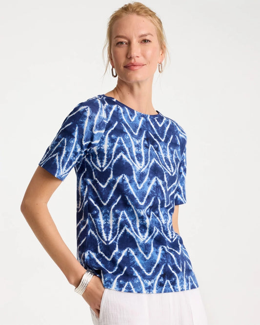 Chico's Sale | Tie Dye Chevron Pima Elbow Sleeve Tee