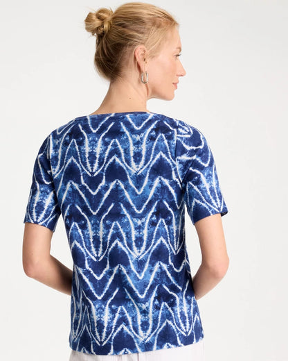 Chico's Sale | Tie Dye Chevron Pima Elbow Sleeve Tee
