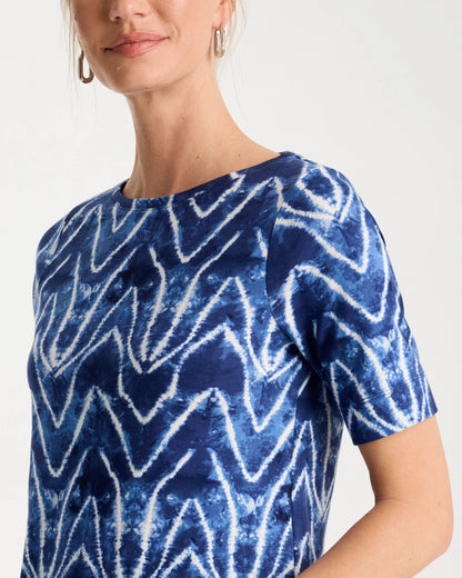 Chico's Sale | Tie Dye Chevron Pima Elbow Sleeve Tee