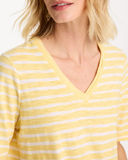 Chico's Value | Striped Cotton Slub V-Neck Tee