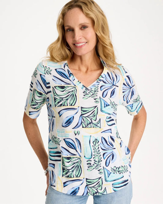 Chico's Hot Sale | Palm Cotton Slub V-Neck Tee