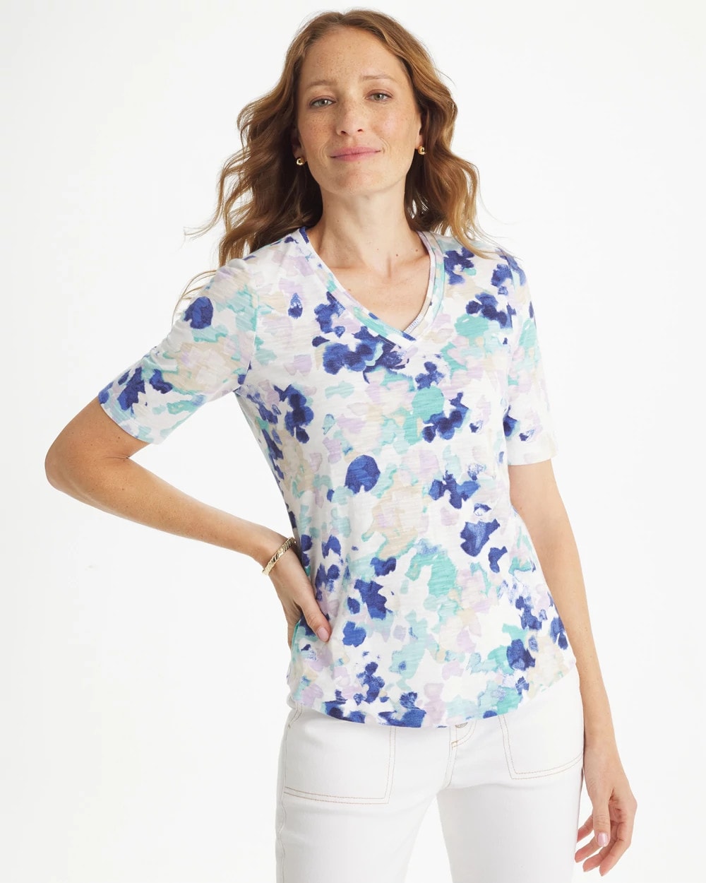 Chico's Popular | Pebbles Cotton Slub V-Neck Tee