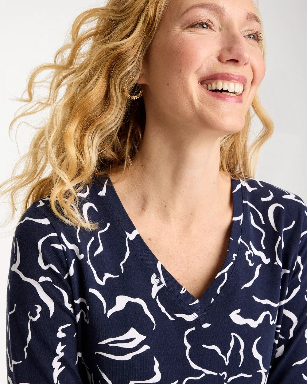 Chico's Great Value | Maya Cotton Stretch 3/4 Sleeve Tee