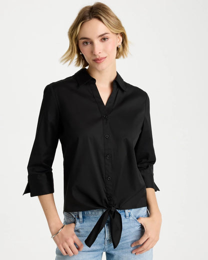 Chico's Sale | Poplin Cotton Tie-Front Top