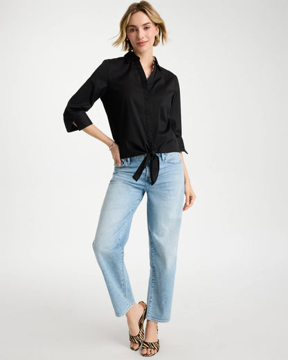 Chico's Sale | Poplin Cotton Tie-Front Top
