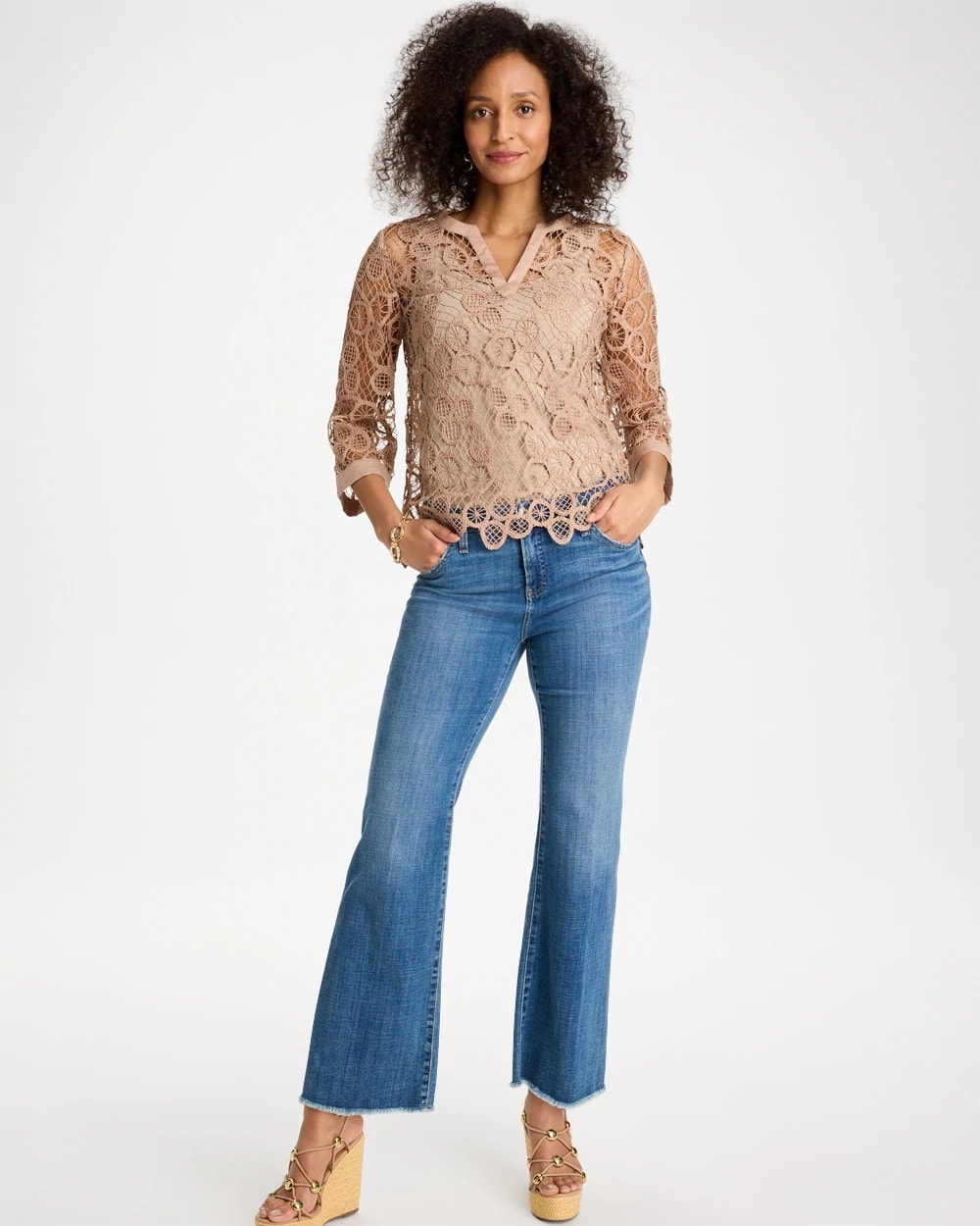 Chico's Premium | Mixed-Media Medallion Lace Top