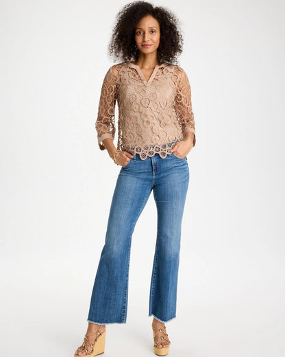 Chico's Premium | Mixed-Media Medallion Lace Top