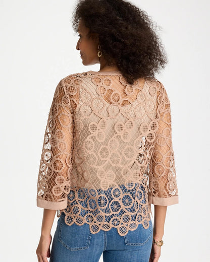 Chico's Premium | Mixed-Media Medallion Lace Top