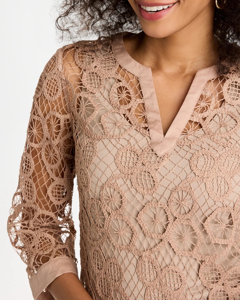 Chico's Premium | Mixed-Media Medallion Lace Top
