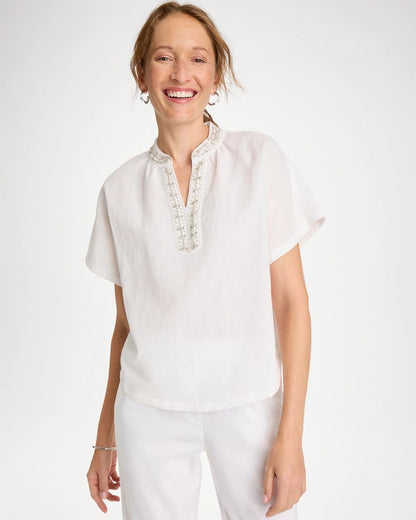 Chico's Best Seller | Linen Embellished Popover Top