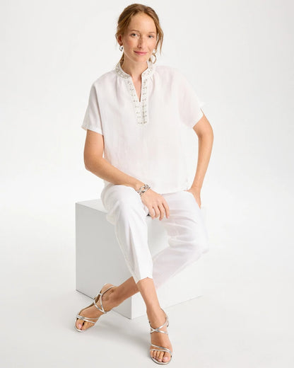 Chico's Best Seller | Linen Embellished Popover Top