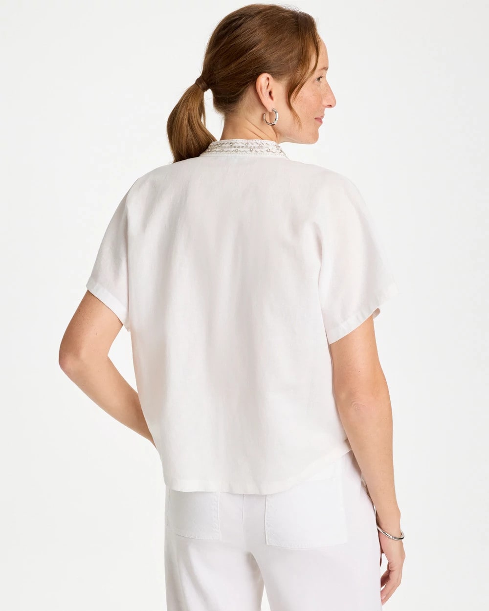 Chico's Best Seller | Linen Embellished Popover Top