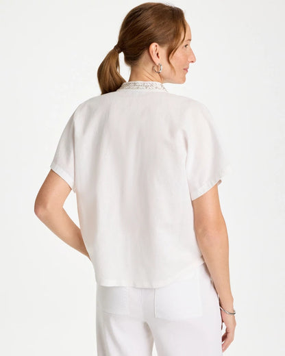 Chico's Best Seller | Linen Embellished Popover Top