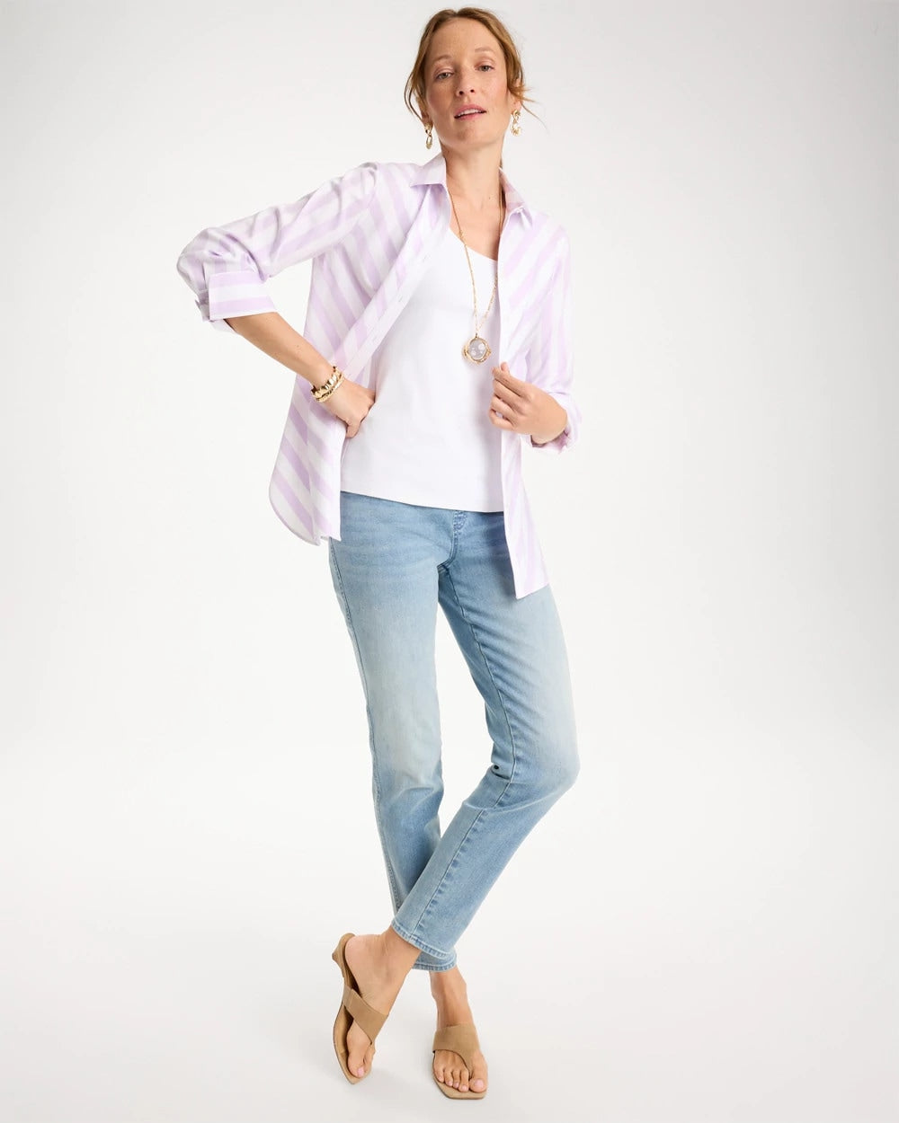 Chico's Essential | No Iron™ Stretch Striped Shirt