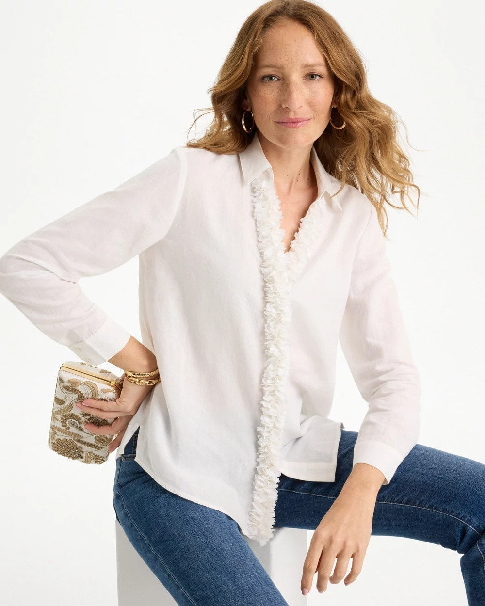 Chico's Best Seller | Linen Flower Embellished Blouse