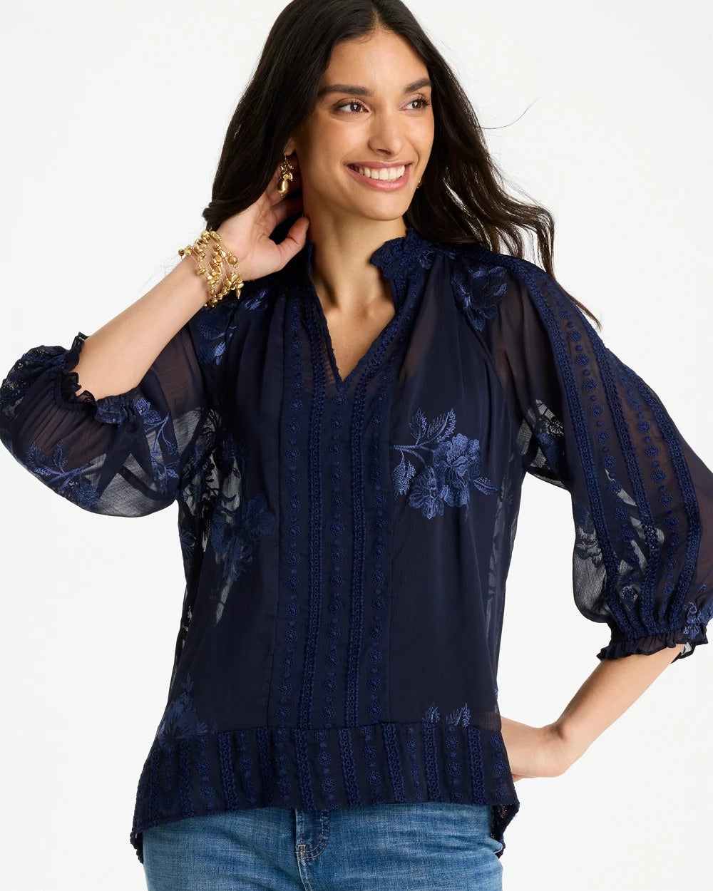 Chico's Best Price | Embellished Splitneck Blouse