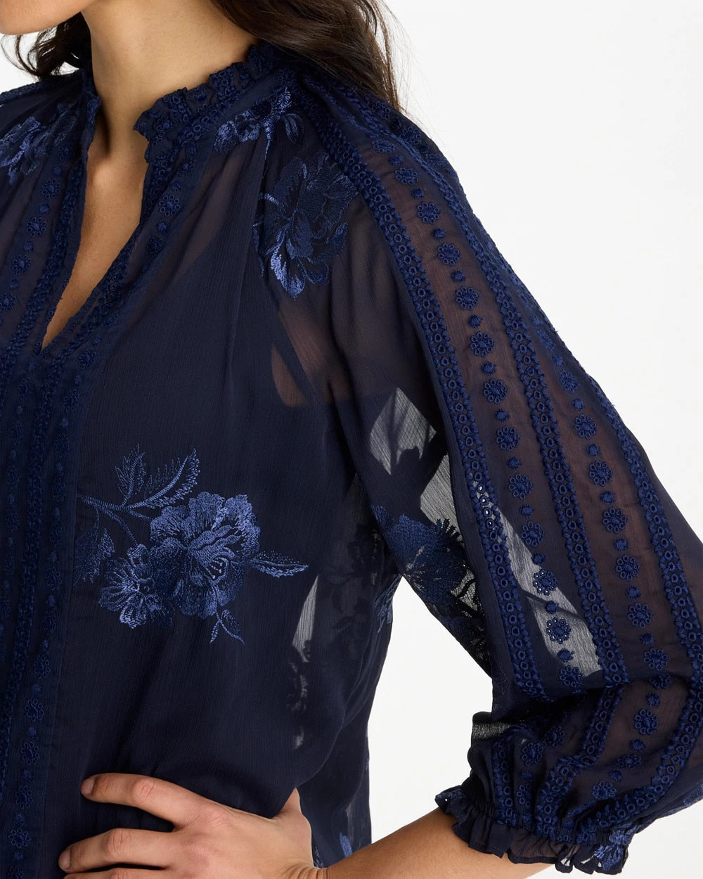 Chico's Best Price | Embellished Splitneck Blouse