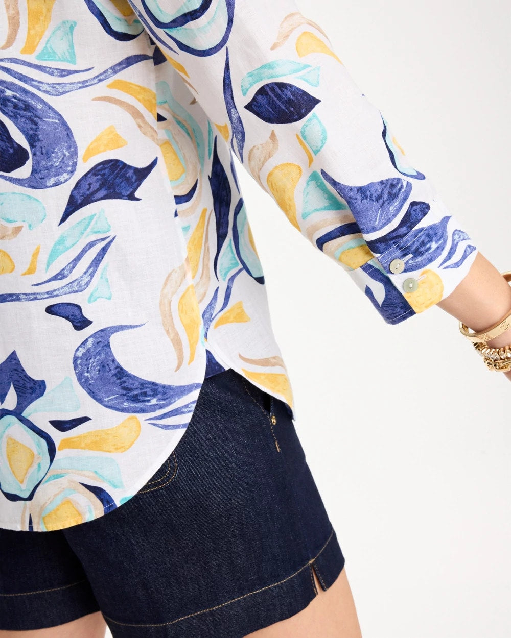 Chico's New | No Iron™ Linen Handpainted Print Shirt