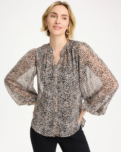 Chico's Exclusive | Georgette Printed Squares Blouse