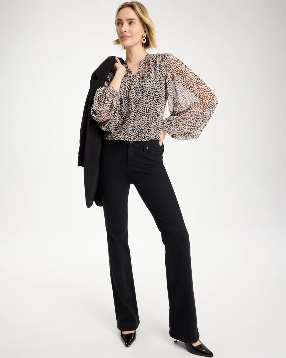 Chico's Exclusive | Georgette Printed Squares Blouse