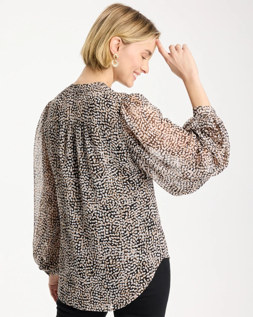 Chico's Exclusive | Georgette Printed Squares Blouse