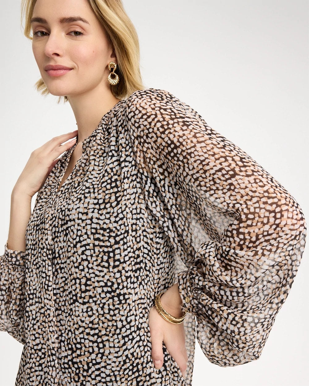 Chico's Exclusive | Georgette Printed Squares Blouse