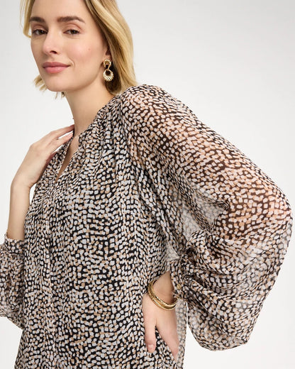 Chico's Exclusive | Georgette Printed Squares Blouse