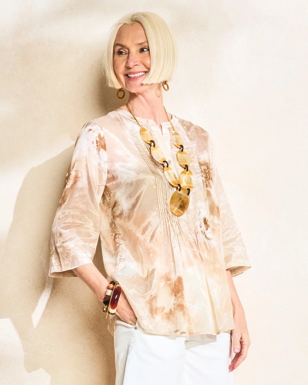 Chico's Top Pick | Cotton-Blend Pintuck Tunic