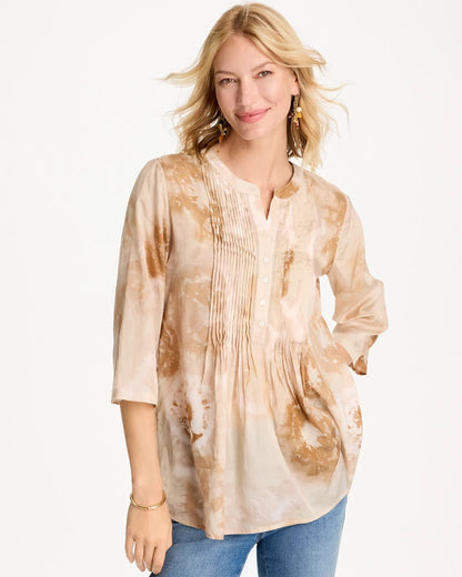 Chico's Top Pick | Cotton-Blend Pintuck Tunic
