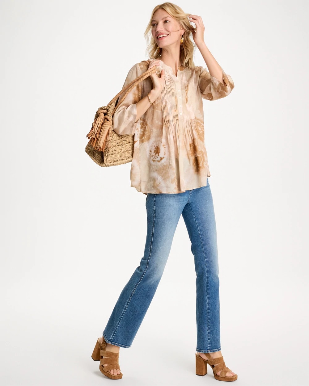 Chico's Top Pick | Cotton-Blend Pintuck Tunic