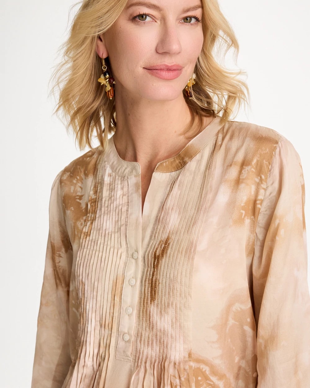 Chico's Top Pick | Cotton-Blend Pintuck Tunic