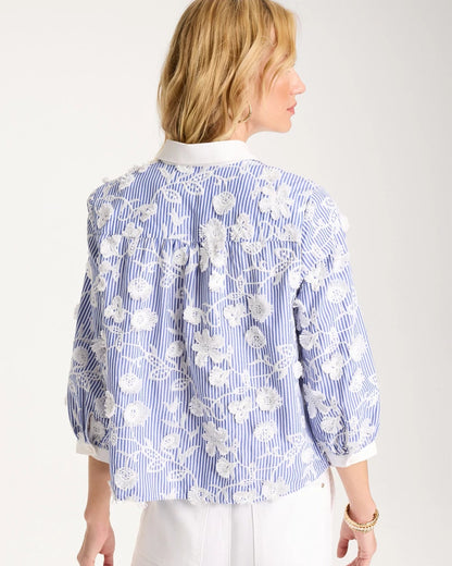 Chico's Quality | Cotton 3D Embroidered Striped Shirt