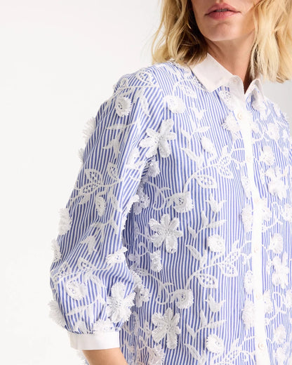 Chico's Quality | Cotton 3D Embroidered Striped Shirt