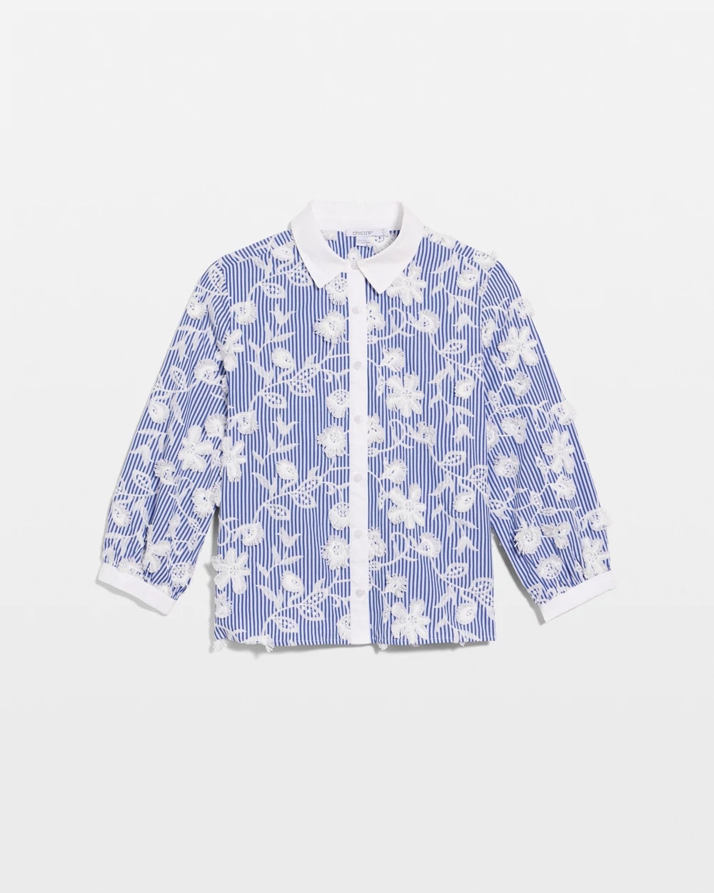 Chico's Quality | Cotton 3D Embroidered Striped Shirt