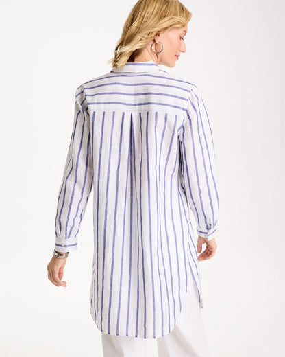 Chico's Special Offer | Linen Metallic Striped Duster Shirt