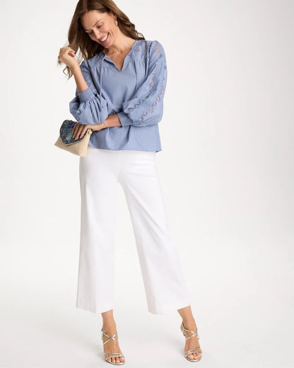 Chico's New | Chambray Lace Tie-Front Blouse