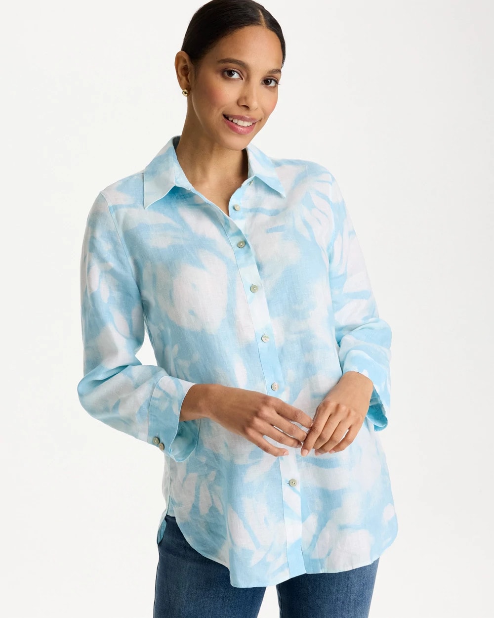 Chico's Trusted | Tie-Dye No Iron Linen Shirt