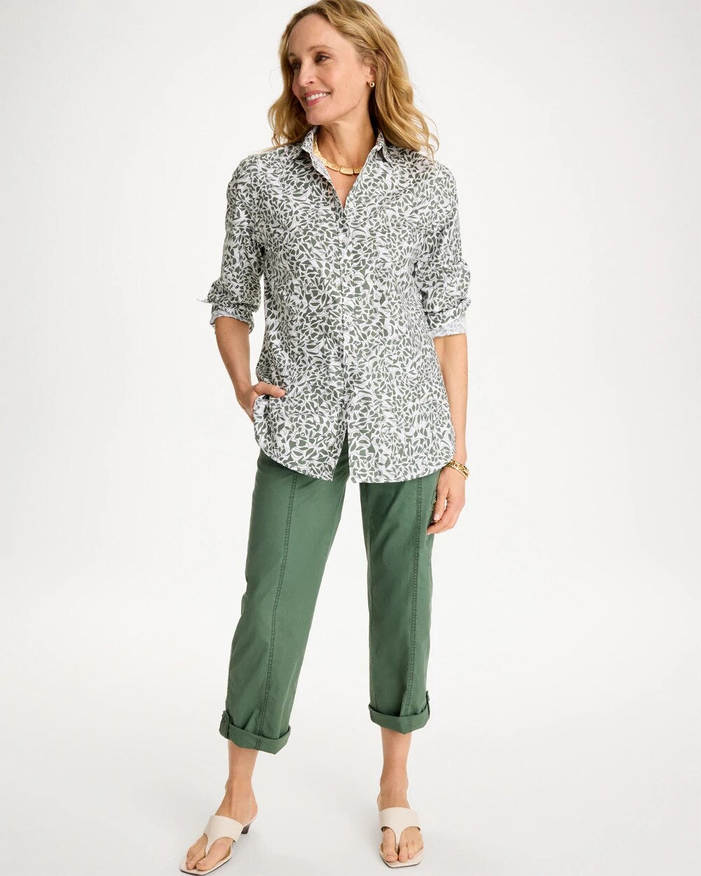 Chico's Everyday | Printed No Iron Stretch Shirt