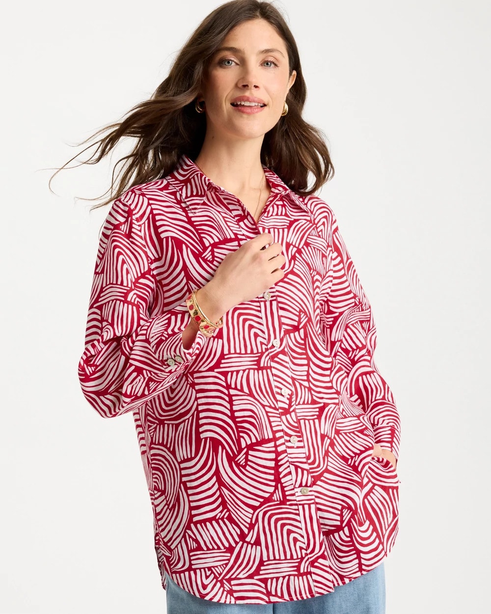 Chico's Popular | No Iron™ Linen Geo Print Shirt