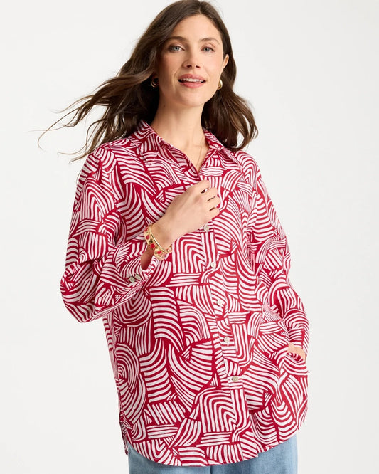 Chico's Popular | No Iron™ Linen Geo Print Shirt