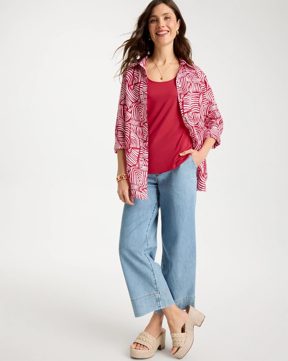 Chico's Popular | No Iron™ Linen Geo Print Shirt
