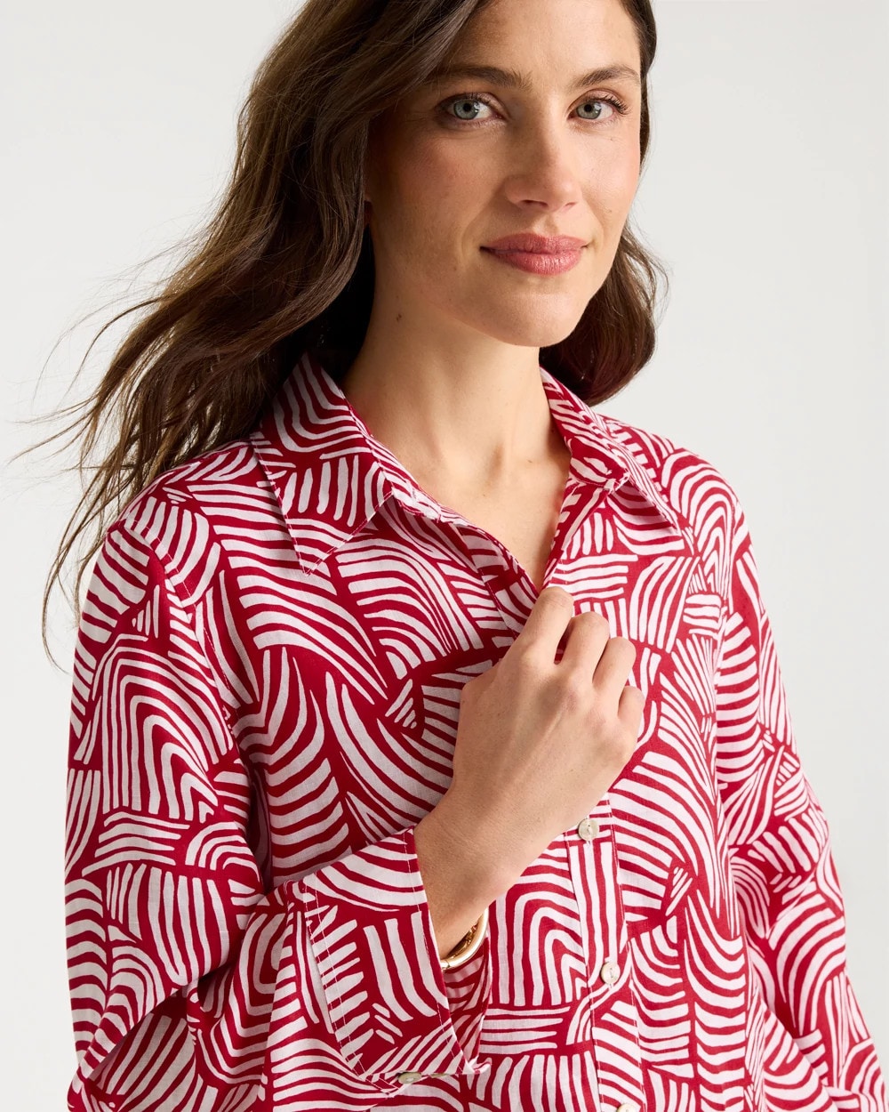Chico's Popular | No Iron™ Linen Geo Print Shirt