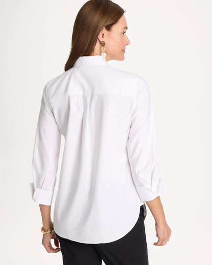 Chico's Classic | Placed Print No Iron Stretch Shirt