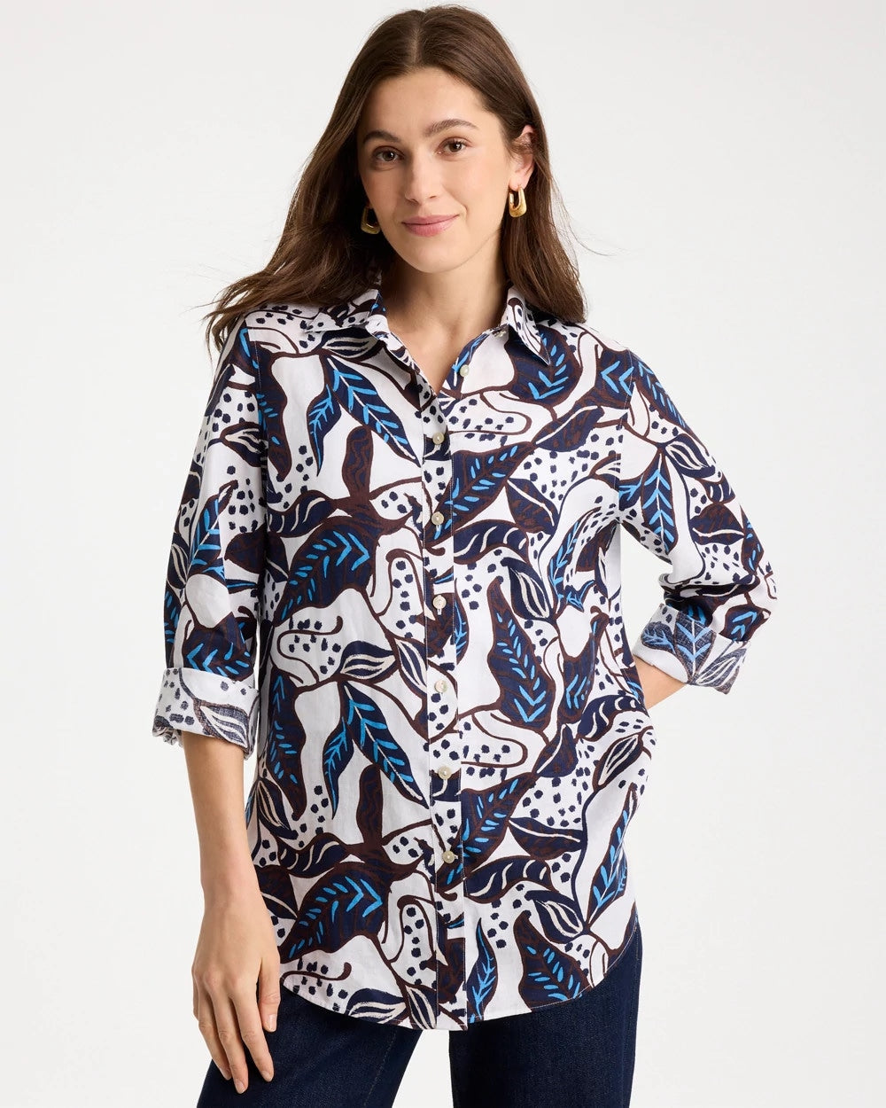 Chico's Quality | Printed No Iron Linen Shirt