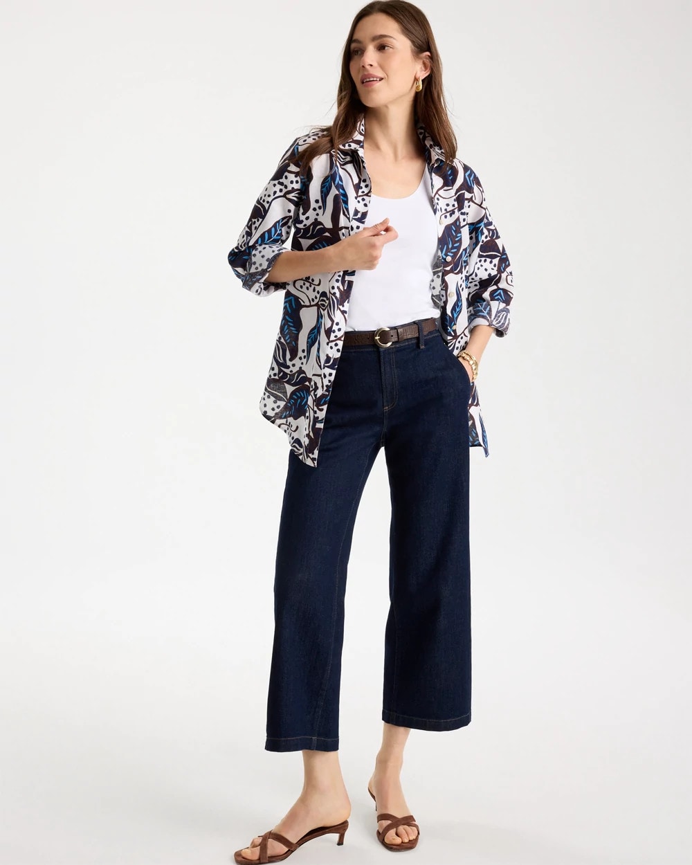 Chico's Quality | Printed No Iron Linen Shirt