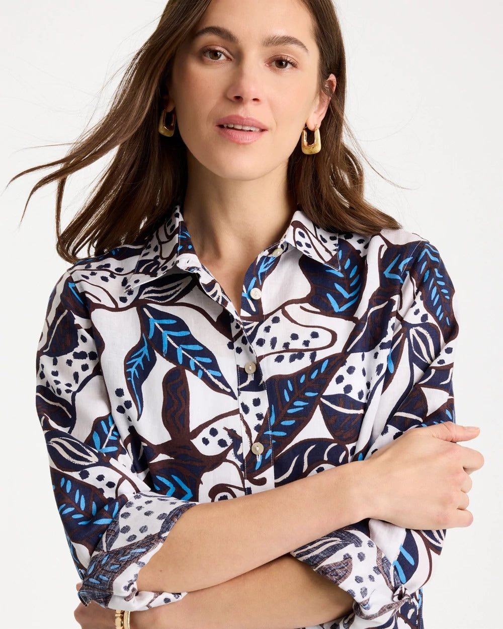 Chico's Quality | Printed No Iron Linen Shirt
