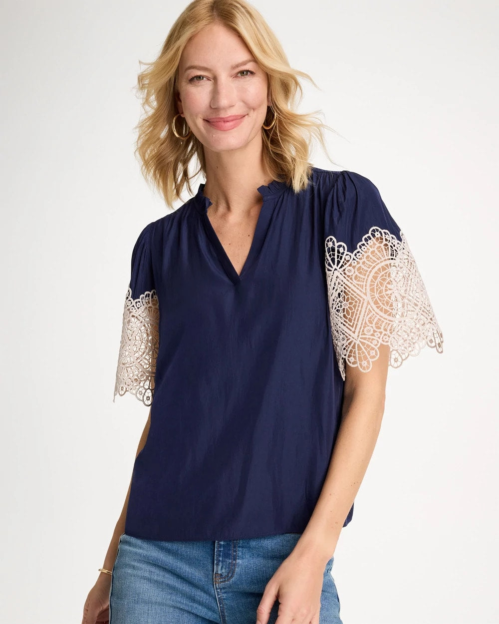 Chico's Best Price | Sea Island Crochet Lace Blouse