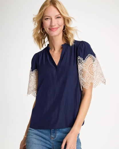 Chico's Best Price | Sea Island Crochet Lace Blouse