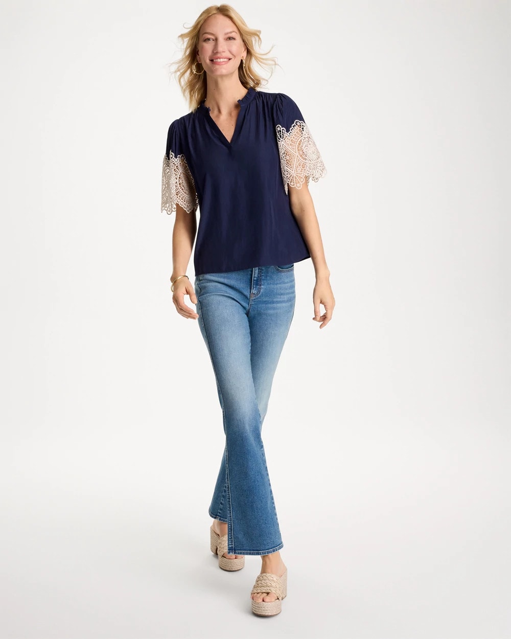 Chico's Best Price | Sea Island Crochet Lace Blouse