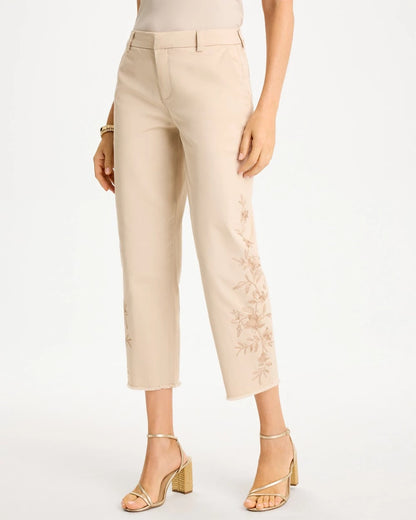 Chico's Customer Favorite | Relaxed Embroidered Fray Crop Pant